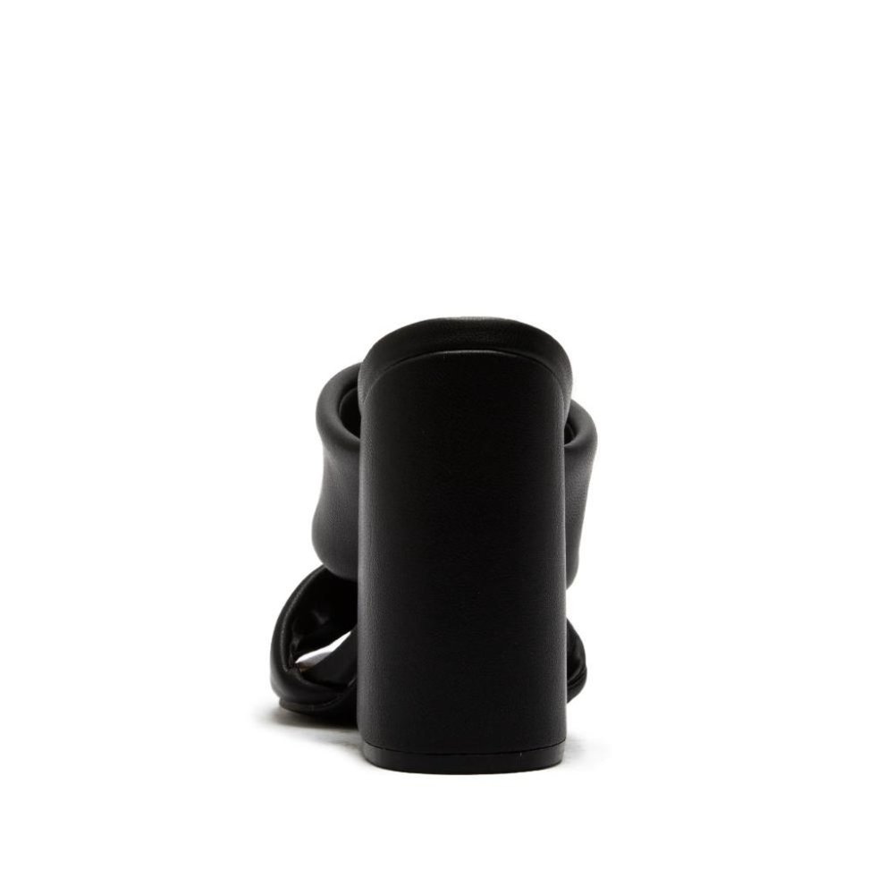 ⚡FINAL SALE! Black Vegan Leather Block Mule Heels - Picture 4 of 6